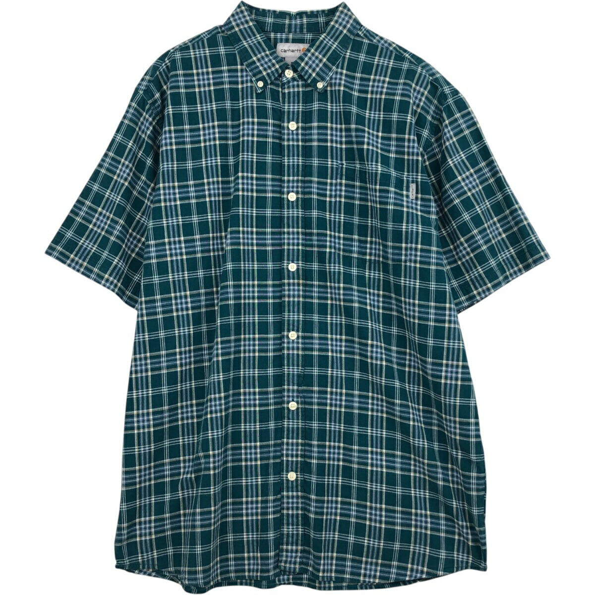 古着 カーハート Carhartt チェック柄 ボタンダウン 半袖 ワークシャツ メンズXL相当 /eaa477525 【中古】 【260329】 グリーン系 春夏