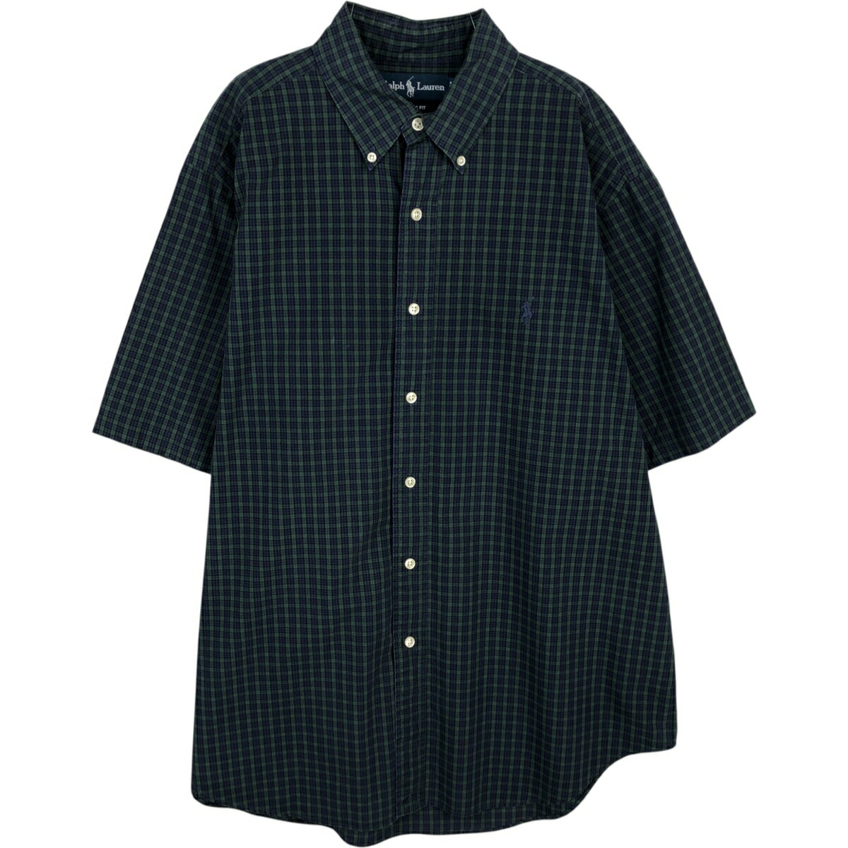 古着 ラルフローレン Ralph Lauren ブラックウォッチチェック 半袖 ボタンダウン チェックシャツ メンズL相当 /eaa477578 【中古】 【260323】 グリーン系 春夏