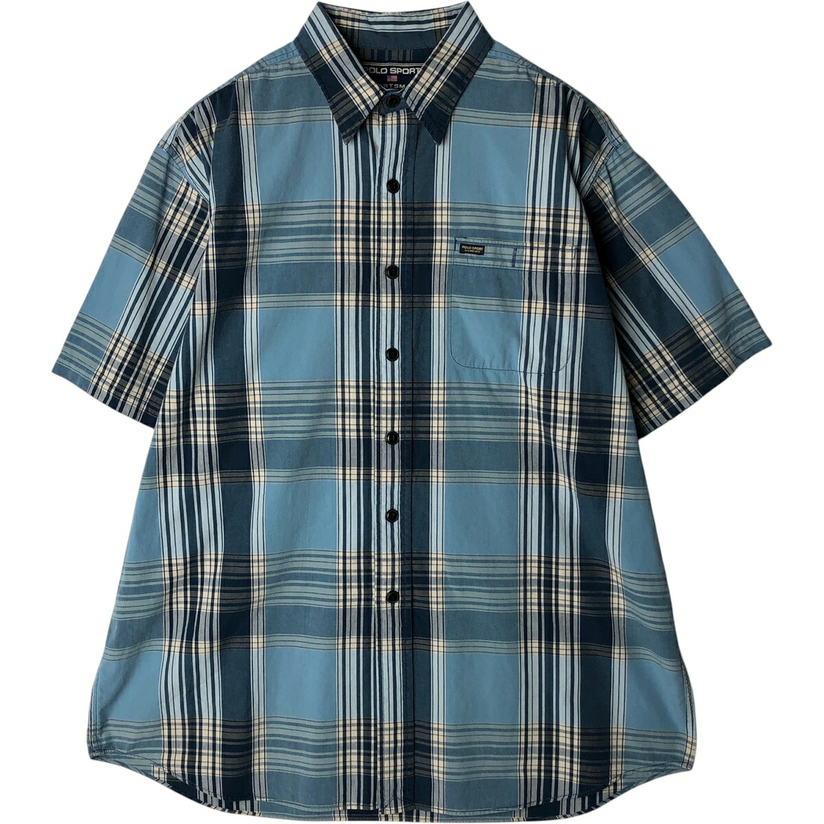 古着 ラルフローレン Ralph Lauren POLO SPORTSMAN スポーツマン 半袖 コットン チェックシャツ メンズL相当 /eaa477606 【中古】 【260321】 ブルー系 春夏