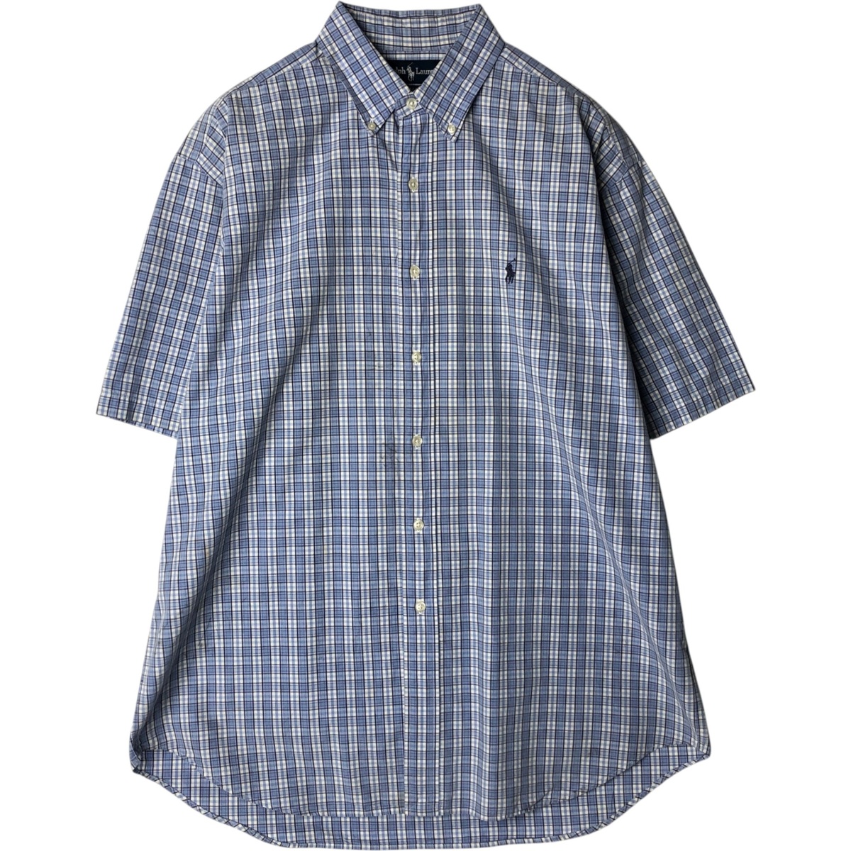古着 ラルフローレン Ralph Lauren BLAKE 半袖 ボタンダウン チェックシャツ メンズL相当 /eaa477607 【中古】 【260321】 ブルー系 春夏