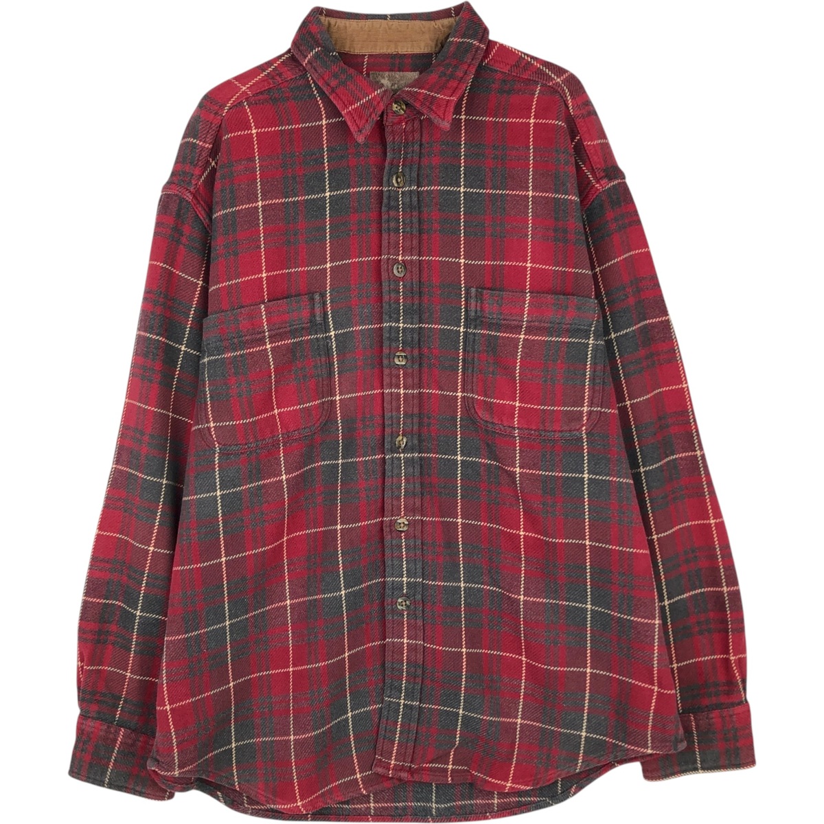 古着 長袖 フランネルチェックシャツ メンズL相当 /eaa477669 【中古】 【260323】 レッド系 春夏秋冬