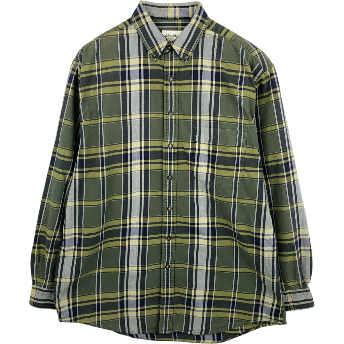 古着 エディーバウアー Eddie Bauer 長袖 ボタンダウン フランネルチェックシャツ メンズL相当 /eaa477914 【中古】 【260321】 グリーン系 春夏秋冬
