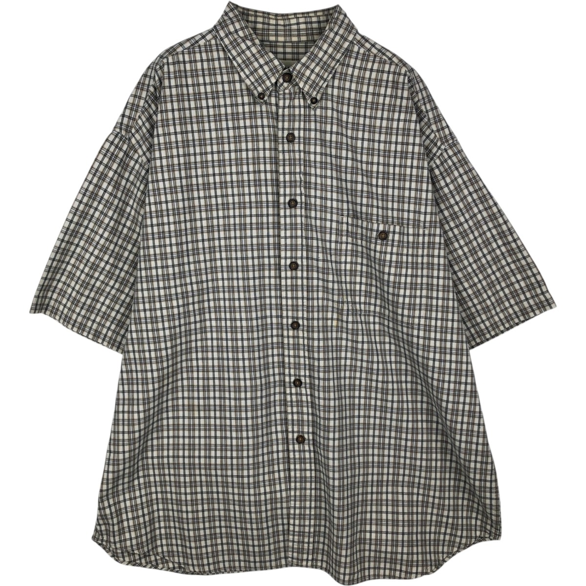 古着 エディーバウアー Eddie Bauer 半袖 ボタンダウン チェックシャツ メンズXL相当 /eaa478051 【中古】 【260323】 ホワイト系 春夏