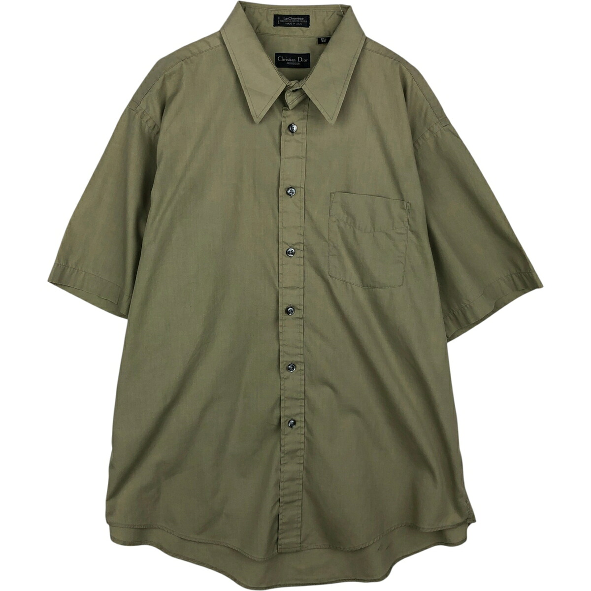 古着 クリスチャンディオール Christian Dior MONSIEUR 半袖 ポリコットンシャツ USA製 メンズXL相当 /eaa478065 【中古】 【260323】 カーキ系 春夏