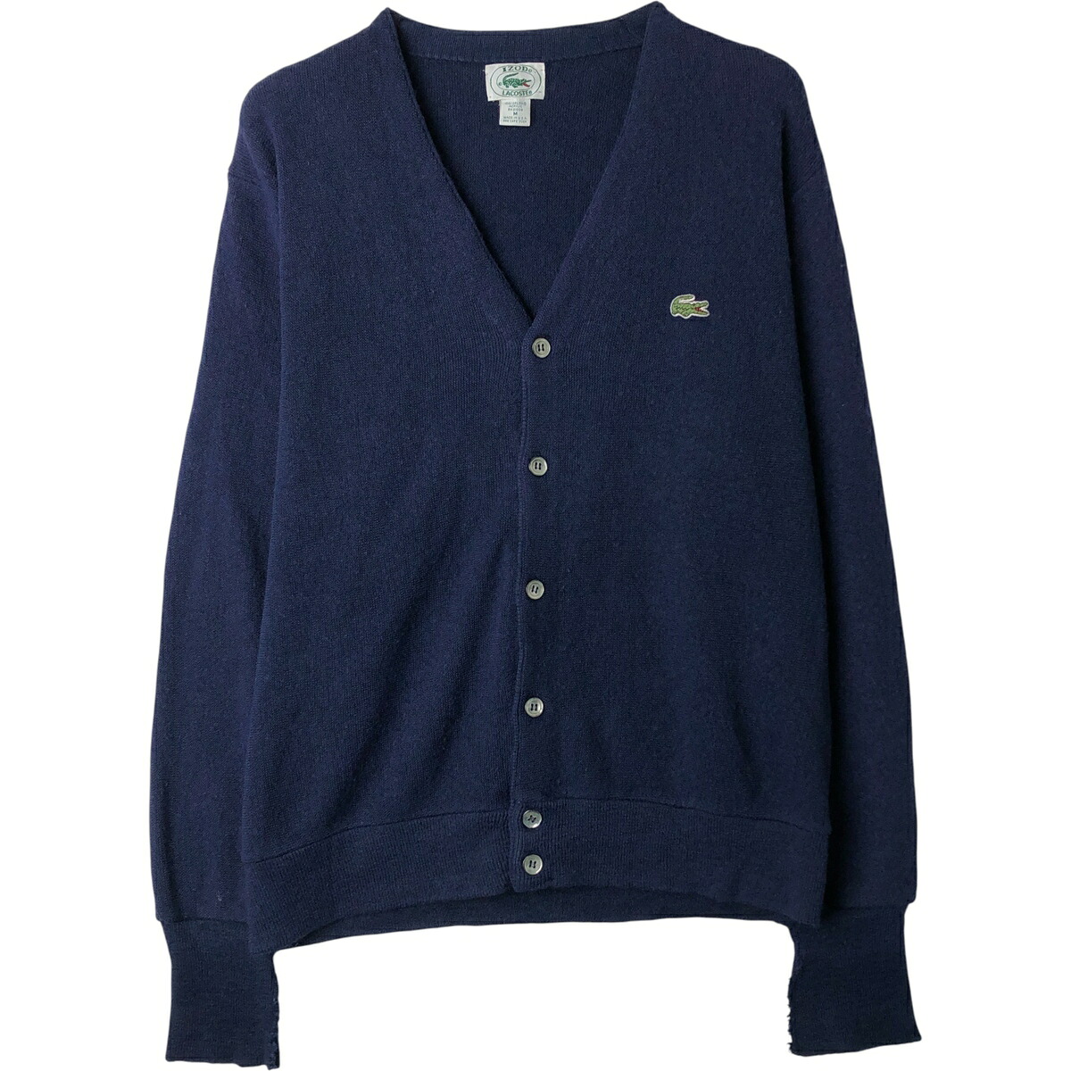 古着 80~90'S ラコステ LACOSTE IZOD アクリルニットカーディガン USA製 メンズM相当 ヴィンテージ /eaa480742 【中古】 【260221】 ネイビー系 春秋冬
