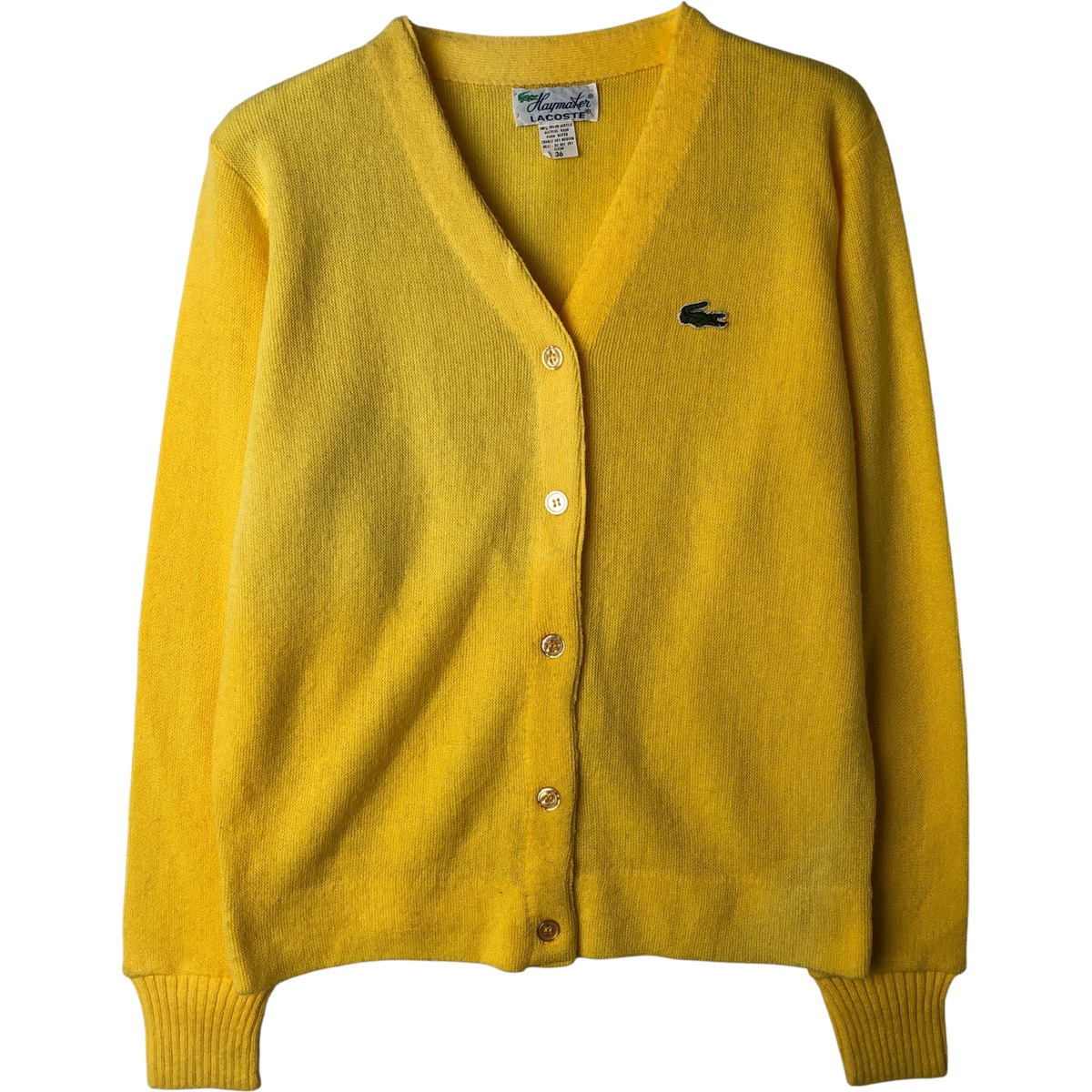 古着 70'S ラコステ LACOSTE HAYMAKER アクリルニットカーディガン レディースM相当 ヴィンテージ /eaa480744 【中古】 【260301】 【ADEL/アデル】 イエロー系 春秋冬