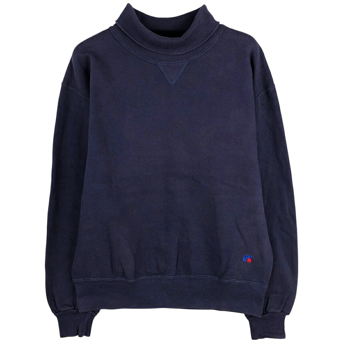 古着 90'S ラッセル Russell HIGH COTTON タートルネック 無地 ブランクスウェットシャツ トレーナー USA製 メンズM相当 ヴィンテージ /eaa482592 【中古】 【251227】 【NH-2508】 ネイビー系 春夏秋冬