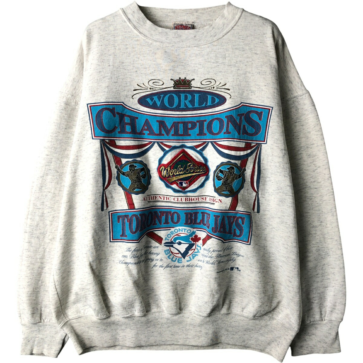 古着 90'S NUTSMEG MLB TORONTO BLUE JAYS トロントブルージェイズ プリントスウェットシャツ トレーナー USA製 メンズM相当 ヴィンテージ /eaa482896 【中古】 【260118】 【NH-2508】 【SS2603_30】 グレー系 春夏秋冬