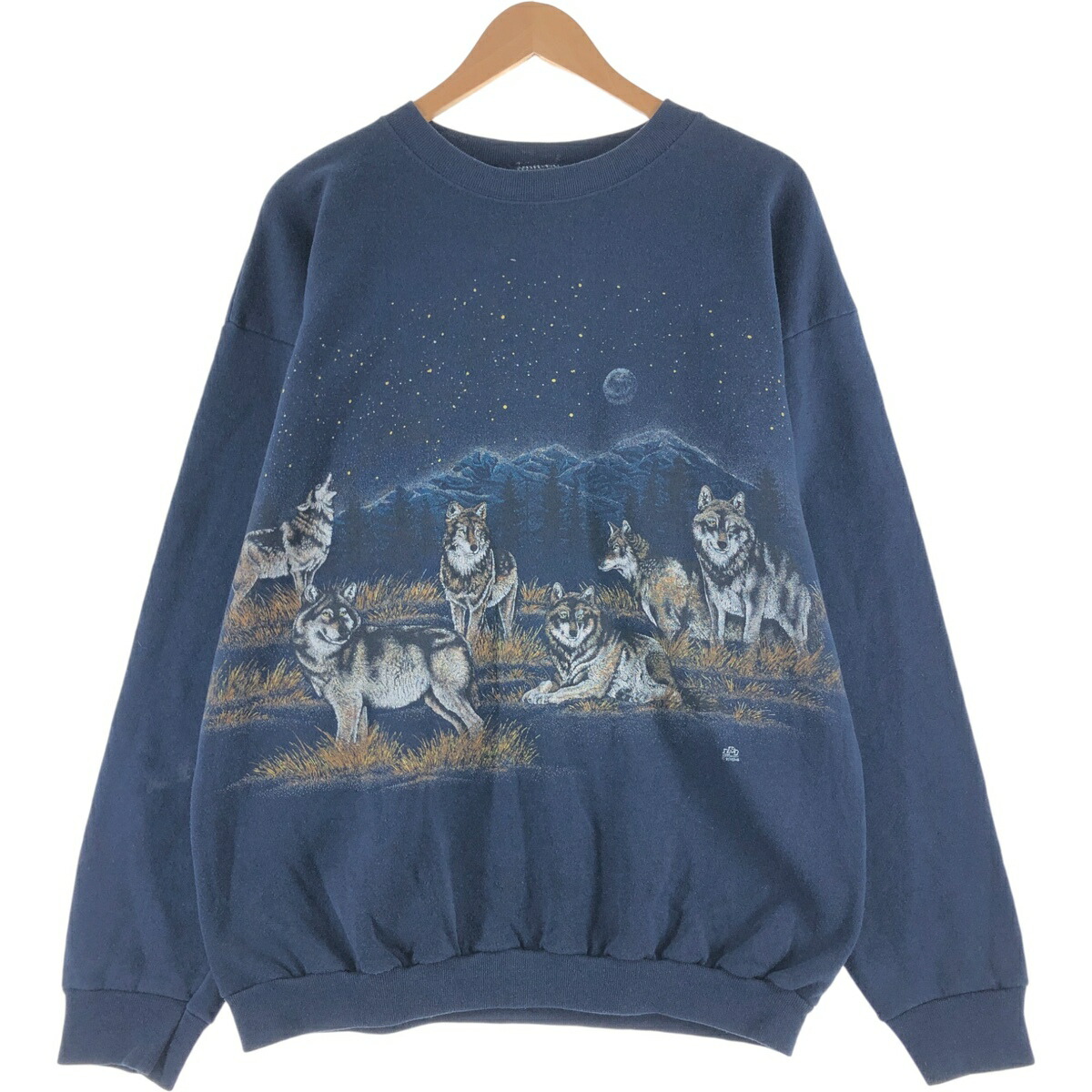 古着 90'S COTTON GROVE DESIGNS オオカミ柄 アニマル スウェットシャツ トレーナー USA製 メンズXL相当 ヴィンテージ /eaa492712 【中古】 【250210】 【SS2603_30】