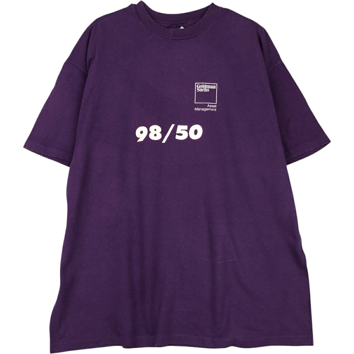 古着 90'S ヘインズ Hanes Goldman Sachs ゴールドマンサックス アドバタイジングTシャツ USA製 メンズXL相当 ヴィンテージ /eaa495088 【中古】 【260322】 パープル系 春夏秋