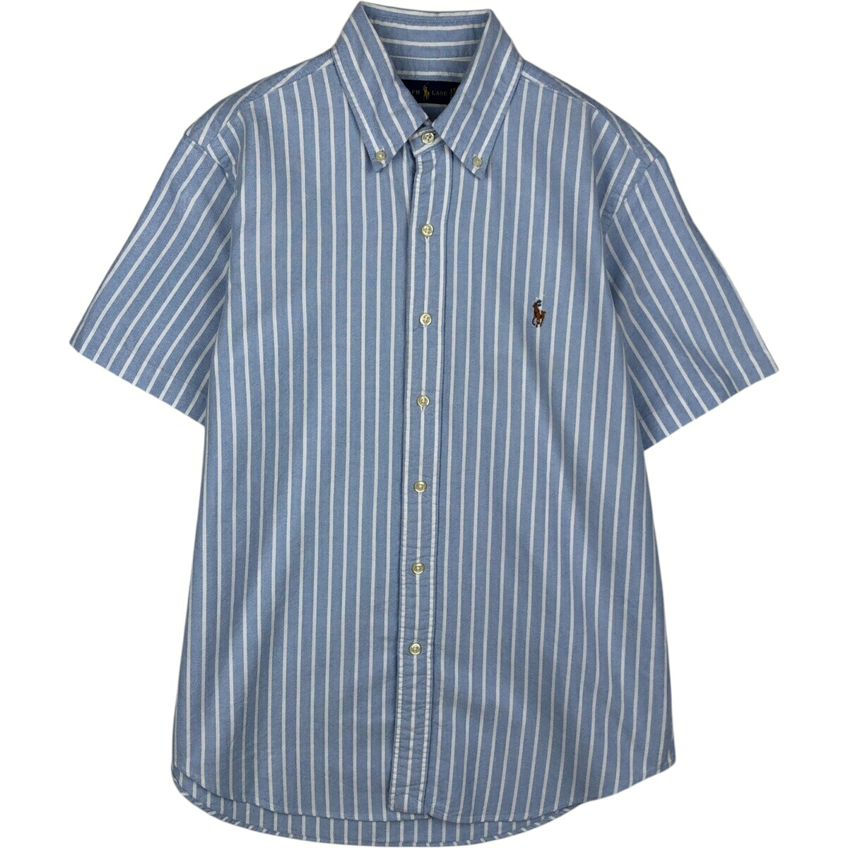 古着 ラルフローレン Ralph Lauren 半袖 ボタンダウン ストライプシャツ メンズS相当 /eaa495222 【中古】 【260323】 ブルー系 春夏