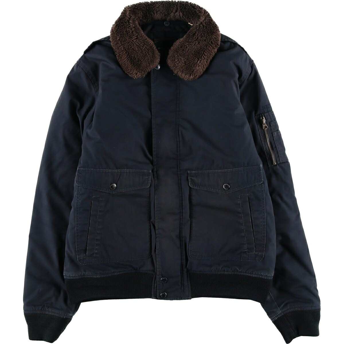 古着 民間品 ショット SCHOTT TYPE-U 中綿入り ミリタリー フライトジャケット メンズXXL相当 /eaa495276 【中古】 【260326】 ネイビー系 春秋冬 10,672円