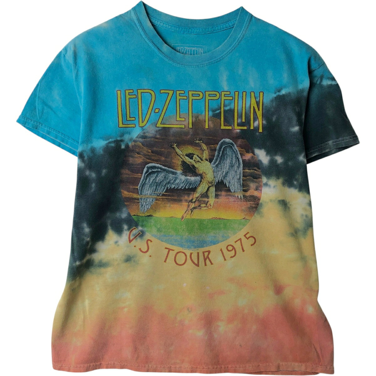 古着 LED ZEPPELIN レッドツェッペリン タイダイ柄 バンドTシャツ バンT メンズM相当 /eaa495801 【中古】 【260325】 ブルー系 春夏秋