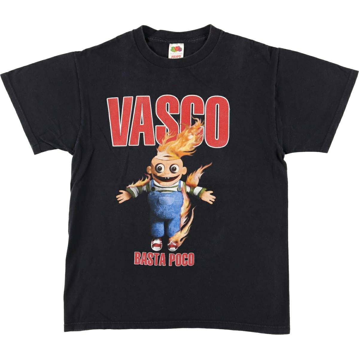 古着 00'S フルーツオブザルーム FRUIT OF THE LOOM VASCO ROSSI ヴァスコロッシ ファイヤーパターン バンドTシャツ バンT メンズM相当 /eaa495944 【中古】 【260322】 ブラック系 春夏秋