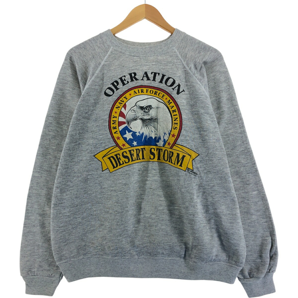 古着 80'S ヘインズ Hanes ミリタリー プリントスウェットシャツ トレーナー USA製 メンズXL相当 ヴィンテージ /eaa501267 【中古】 【250207】 【SS2603_30】