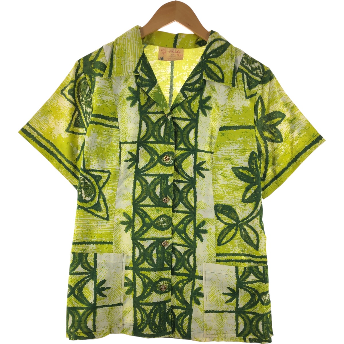 古着 ALOHA UNIFORMS 総柄 オープンカラー ハワイアンアロハシャツ レディースL相当 ヴィンテージ /eaa522242 【中古】 【250517】 【ADEL/アデル】 【SS2603_30】