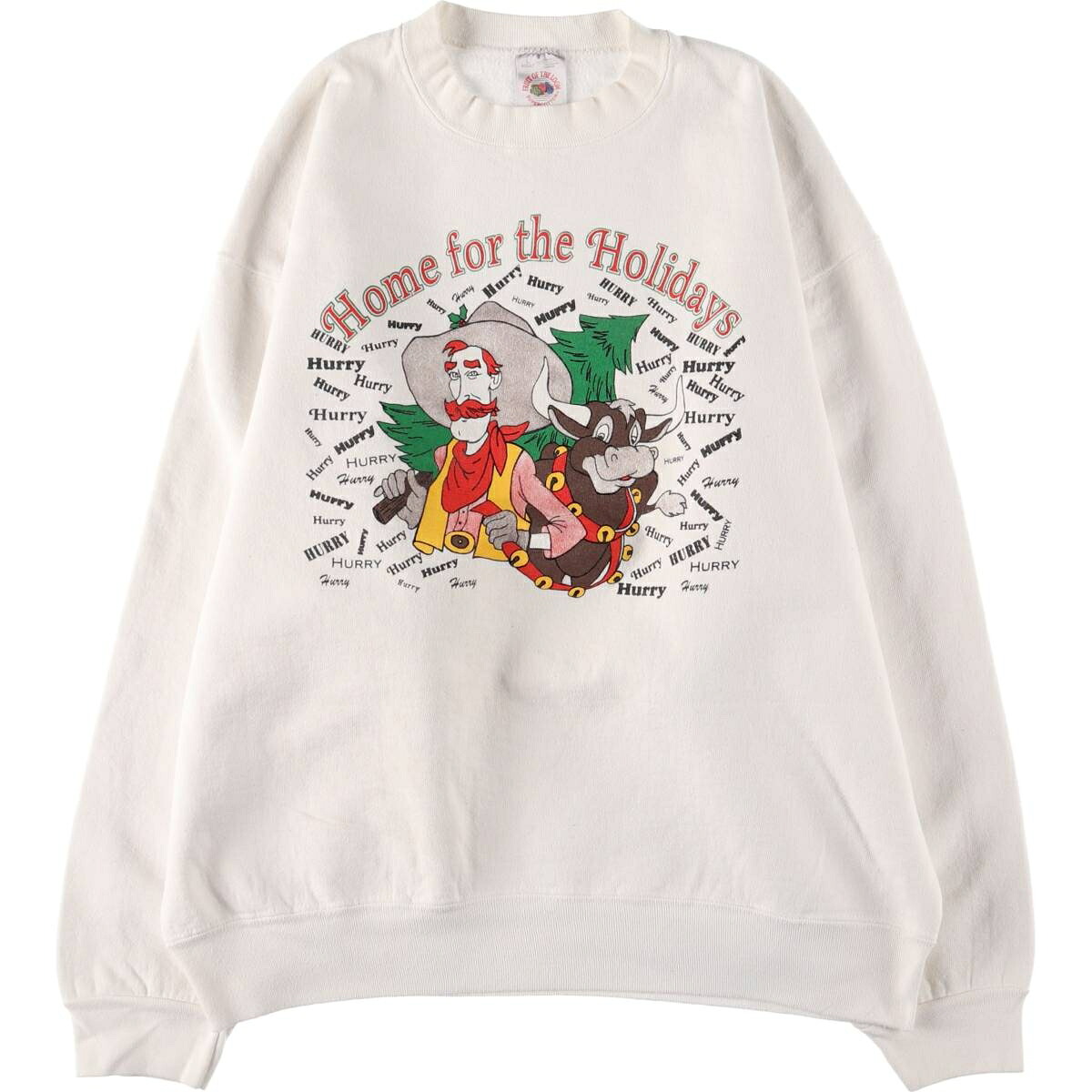 古着 90'S フルーツオブザルーム FRUIT OF THE LOOM SUPERCOTTON スーパーコットン バックプリント プリントスウェットシャツ トレーナー USA製 メンズL相当 ヴィンテージ /eaa531165 【中古】 【250405】 【ss2601_30】