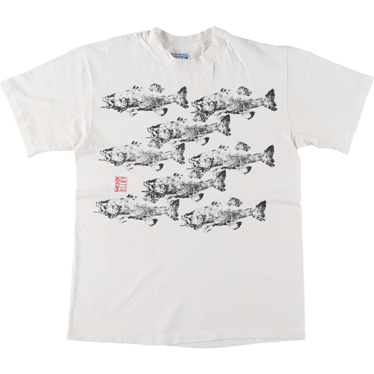 古着 80'S ヘインズ Hanes 魚柄 魚拓 アニマルTシャツ USA製 メンズM相当 ヴィンテージ /eaa532040 【中古】 【250627】