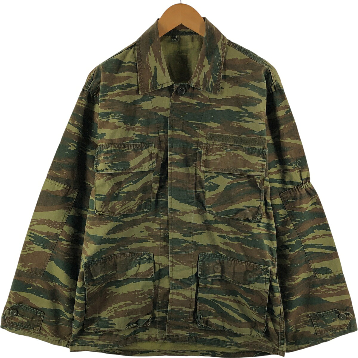 古着 ギリシャ軍 迷彩柄 リザードカモ リップストップ B.D.U ミリタリージャケット メンズM相当 /eaa532856 【中古】 【250407】 【SS2603_10】