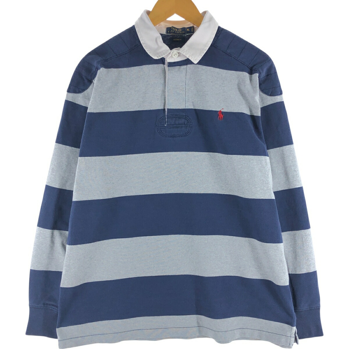 古着 ラルフローレン Ralph Lauren POLO RALPH LAUREN CUSTOM FIT ボーダー柄 長袖 ラガーシャツ メンズXL相当 /eaa538026 【中古】 【250427】 【SS2603_10】