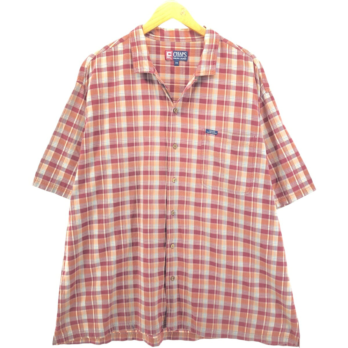 古着 90'S ラルフローレン Ralph Lauren CHAPS チャップス チェック柄 半袖 オープンカラー シャツ ボックスシャツ メンズXXL相当 ヴィンテージ /eaa542669 【中古】 【250426】 【SS2603_10】