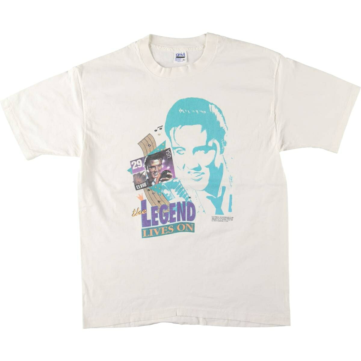 古着 90'S アンビル Anvil ELVIS PRESLEY エルヴィスプレスリー バンドTシャツ バンT USA製 メンズXL相当 ヴィンテージ /eaa546330 【中古】 【250508】 【SS2603_10】