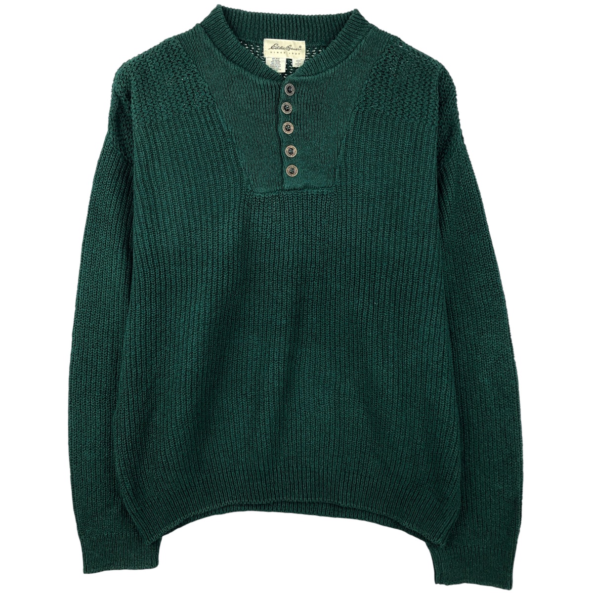 古着 ~00'S エディーバウアー Eddie Bauer ヘンリーネック リブ編み コットンニットセーター USA製 メンズL相当 /eaa546649 【中古】 【251218】 【NH-2508】 グリーン系 秋冬
