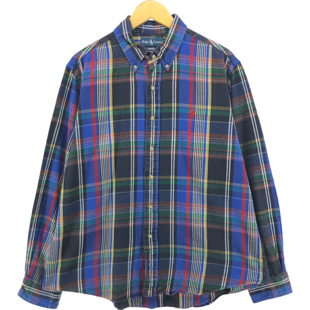 古着 ラルフローレン Ralph Lauren CUSTOM FIT マドラスチェック 長袖 ボタンダウン フランネルチェックシャツ メンズXL相当 /eaa548586 【中古】 【250625】 【SS2603_10】