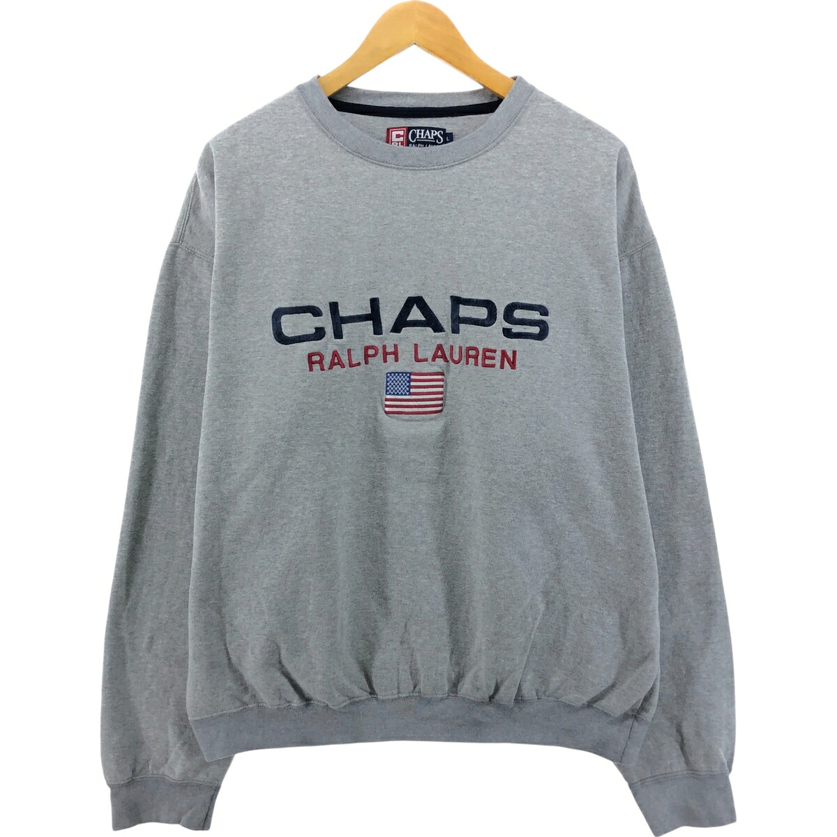 古着 90'S ラルフローレン Ralph Lauren CHAPS チャップス 星条旗柄 ロゴスウェットシャツ トレーナー メンズL相当 ヴィンテージ /eaa550799 【中古】 【250603】 【SS2603_10】