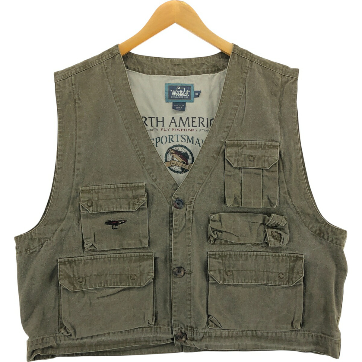 90's Woolrich ウールリッチ ウール ハンティングベスト グリーン 古着 80～90年代 ウールリッチ WOOLRICH ダウンベスト USA製 メンズL