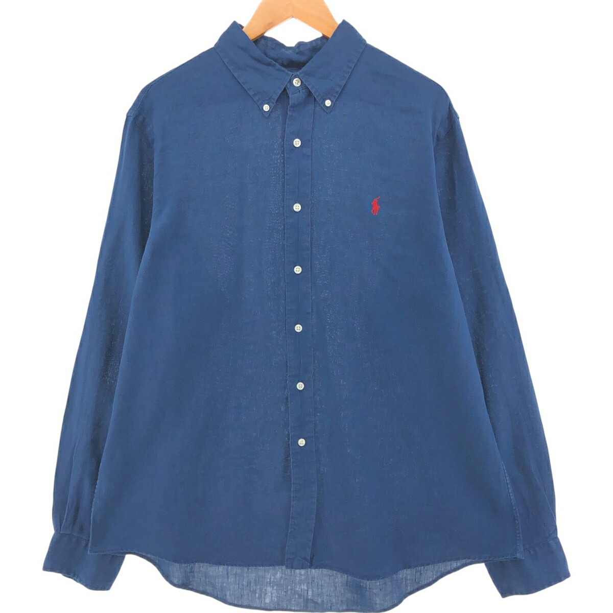 古着 ラルフローレン Ralph Lauren CUSTOM FIT 長袖 リネン ボタンダウンシャツ メンズXL相当 /eaa551816 【中古】 【250601】 【SS2603_30】