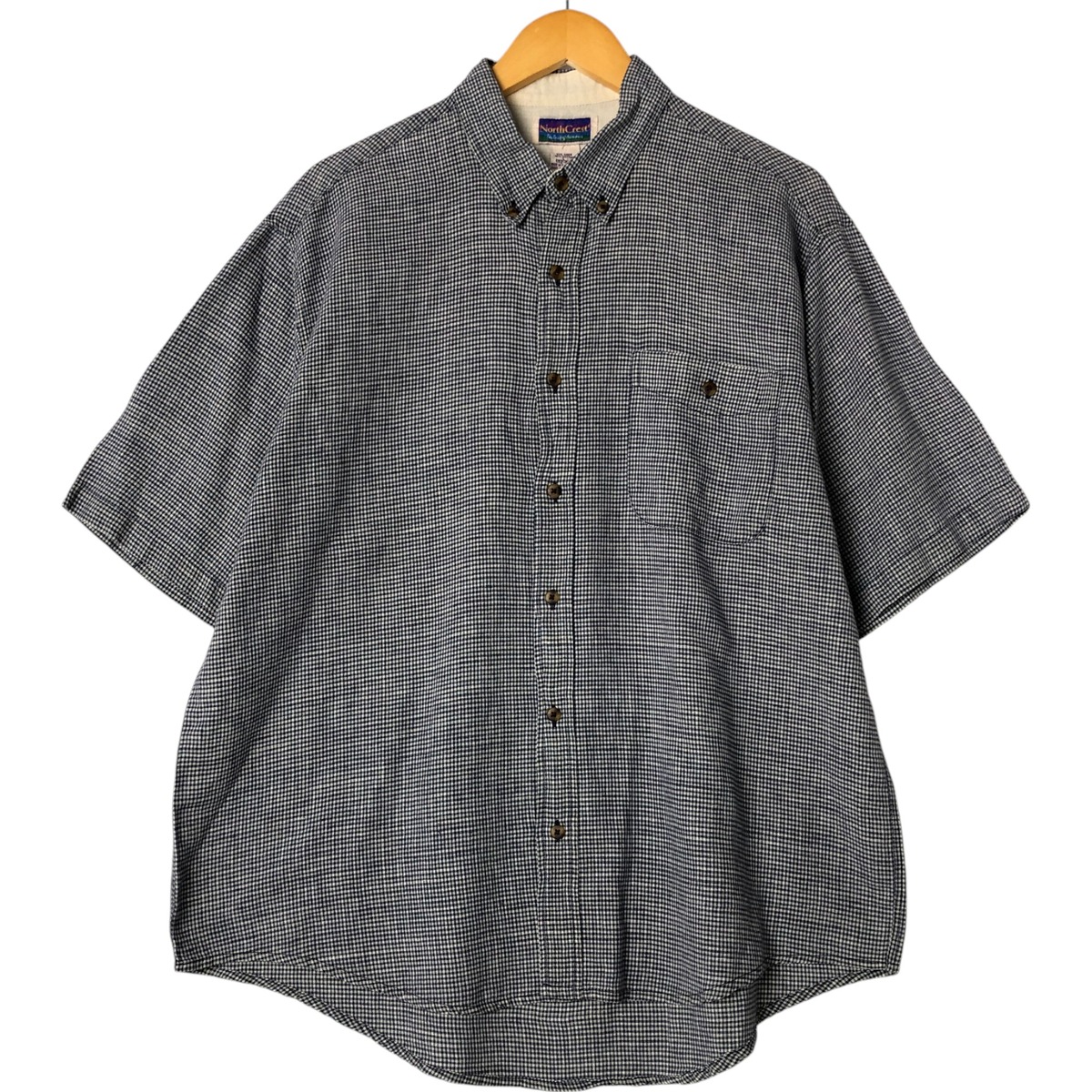 古着 North Crest リネン×コットン チェック柄 半袖 リネン ボタンダウンシャツ メンズL相当 /eaa553228 【中古】 【250605】 【NL2503】 【SS2603_30】