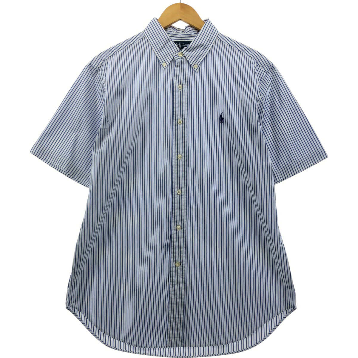 古着 ラルフローレン Ralph Lauren CLASSIC FIT クラシックフィット 半袖 ボタンダウン ストライプシャツ メンズL相当 /eaa555154 【中古】 【250607】｜古着屋JAM