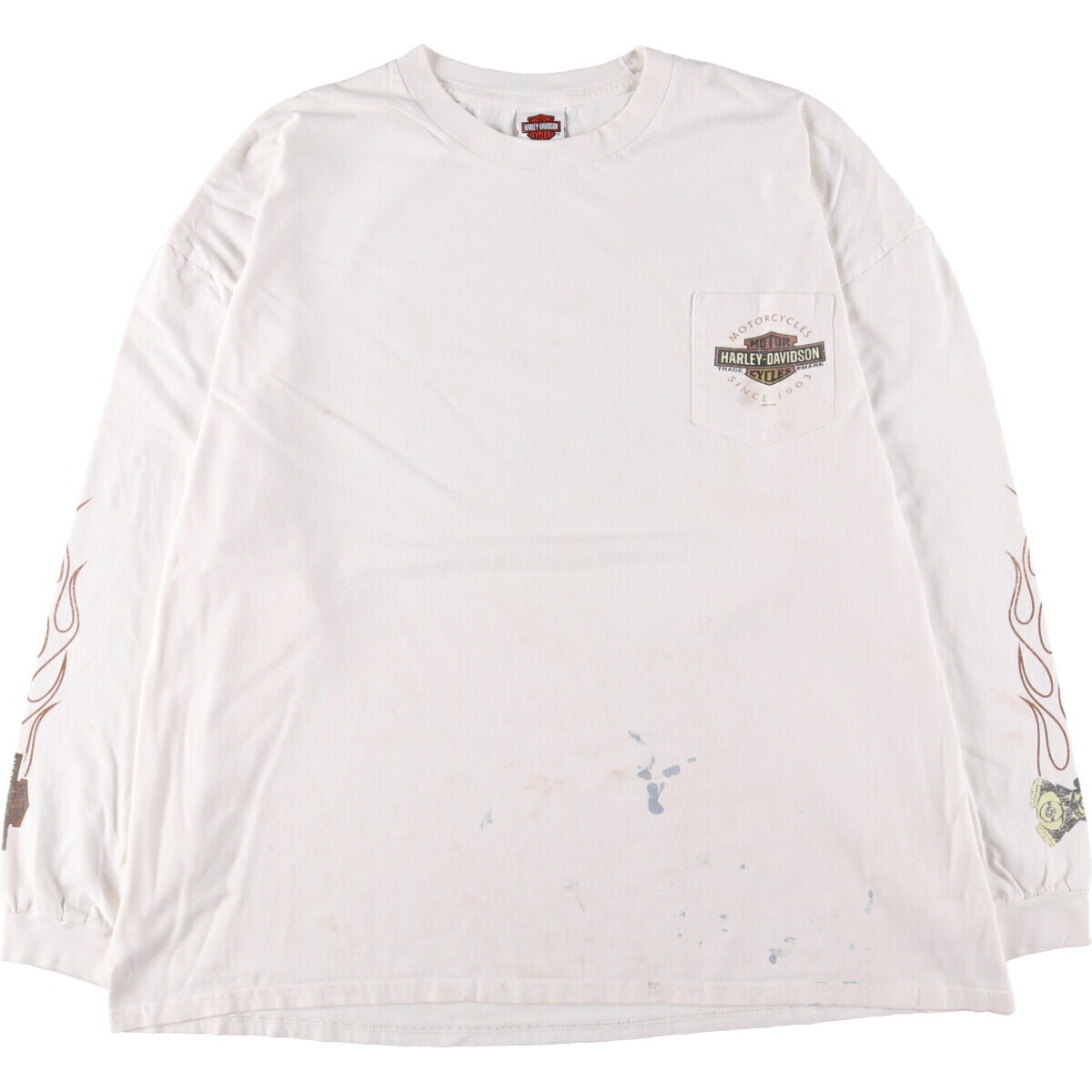 古着 ビッグサイズ ハーレーダビッドソン Harley-Davidson ファイヤーパターン エンジン ロングTシャツ ロンT メンズXXXXL相当 /eaa555899 【中古】 【250615】 【SS2603_30】