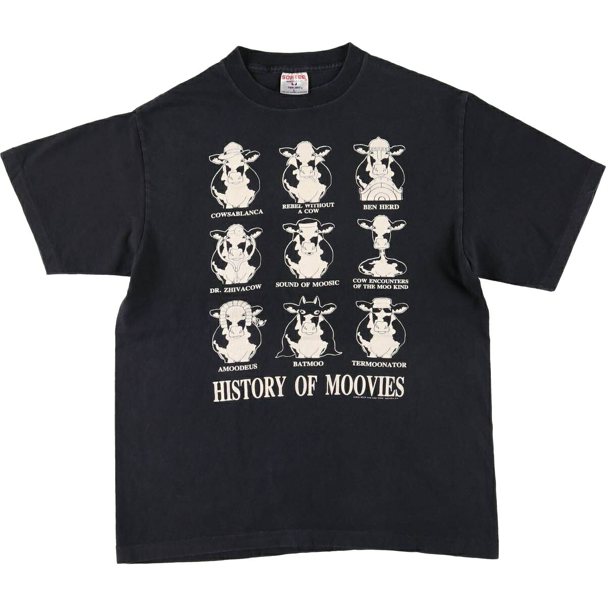 古着 90'S SOFTEE 牛柄 アニマルTシャツ USA製 メンズL相当 ヴィンテージ /eaa556450 【中古】 【250609】 【SS2603_10】
