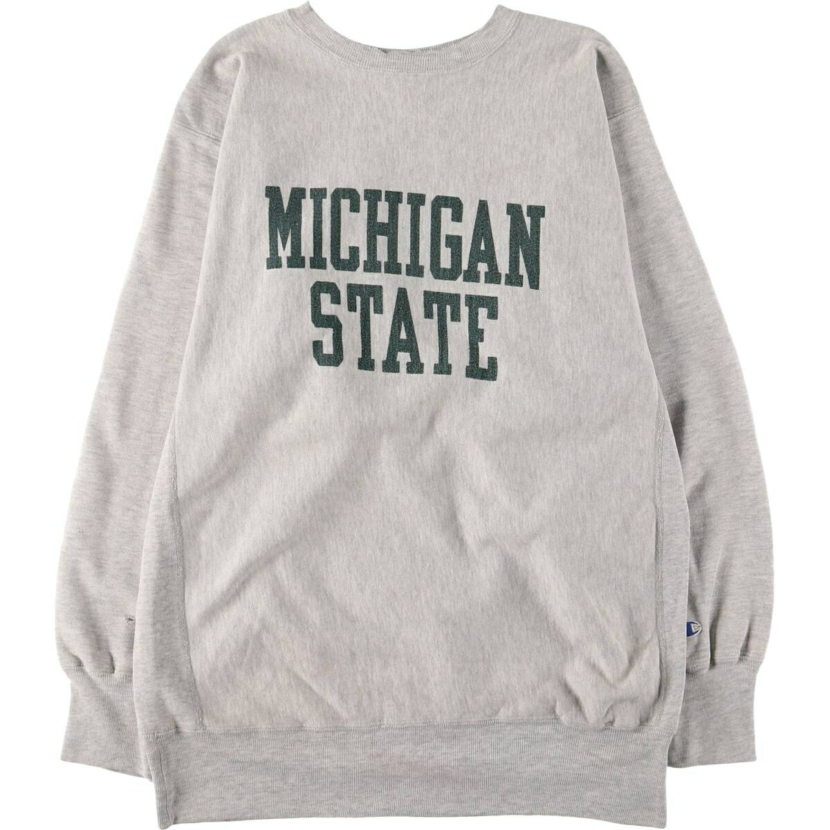 古着 90'S チャンピオン Champion REVERSE WEAVE リバースウィーブ 刺繍タグ MICHIGAN STATE ミシガン州立大学 カレッジスウェットシャツ トレーナー USA製 メンズXXL相当 ヴィンテージ /eaa557089 【中古】 【260313】 グレー系 春夏秋冬