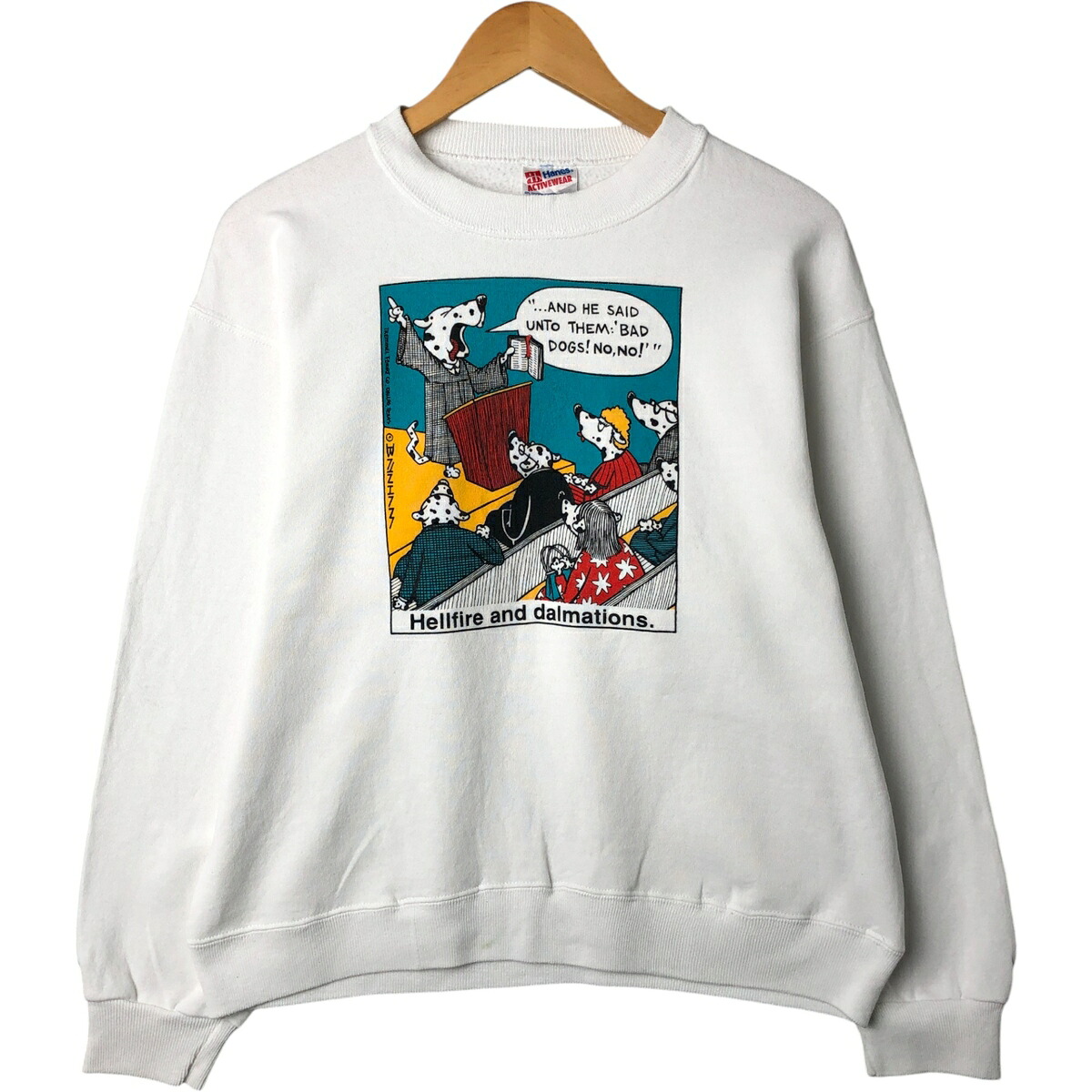 古着 80'S ヘインズ Hanes ACTIVEWEAR 青タグ プリントスウェットシャツ トレーナー USA製 メンズL相当 ヴィンテージ /eaa557551 【中古】 【250718】 【SS2603_30】