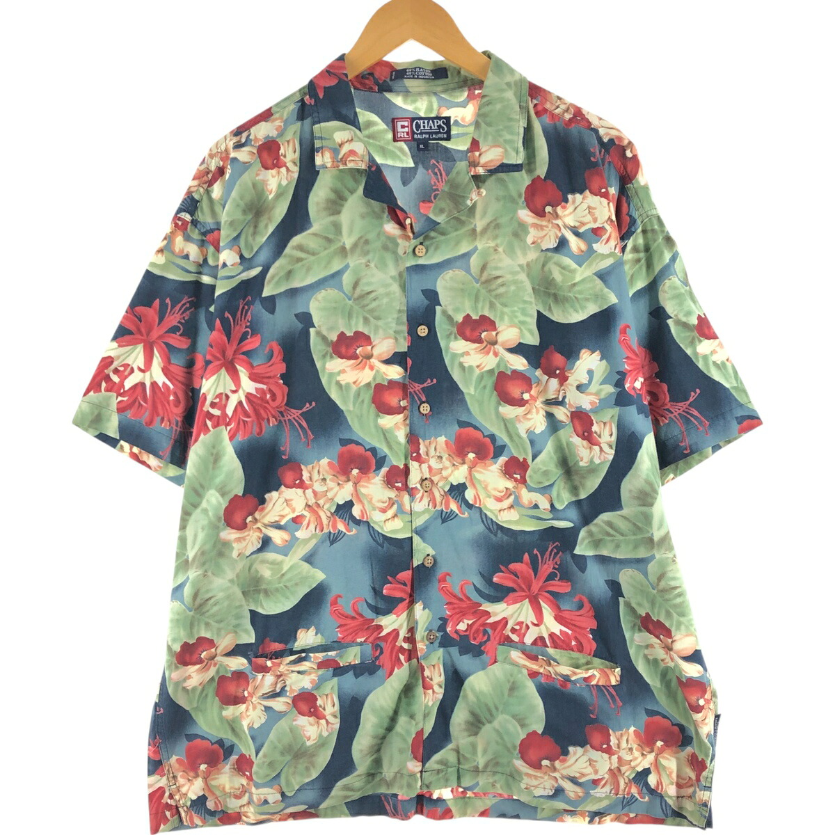 古着 90'S ラルフローレン Ralph Lauren CHAPS チャップス 総柄 花柄 オープンカラー レーヨン ハワイアンアロハシャツ ボックスシャツ ヴィンテージ /eaa558315 【中古】 【250618】 【SS2603_10】