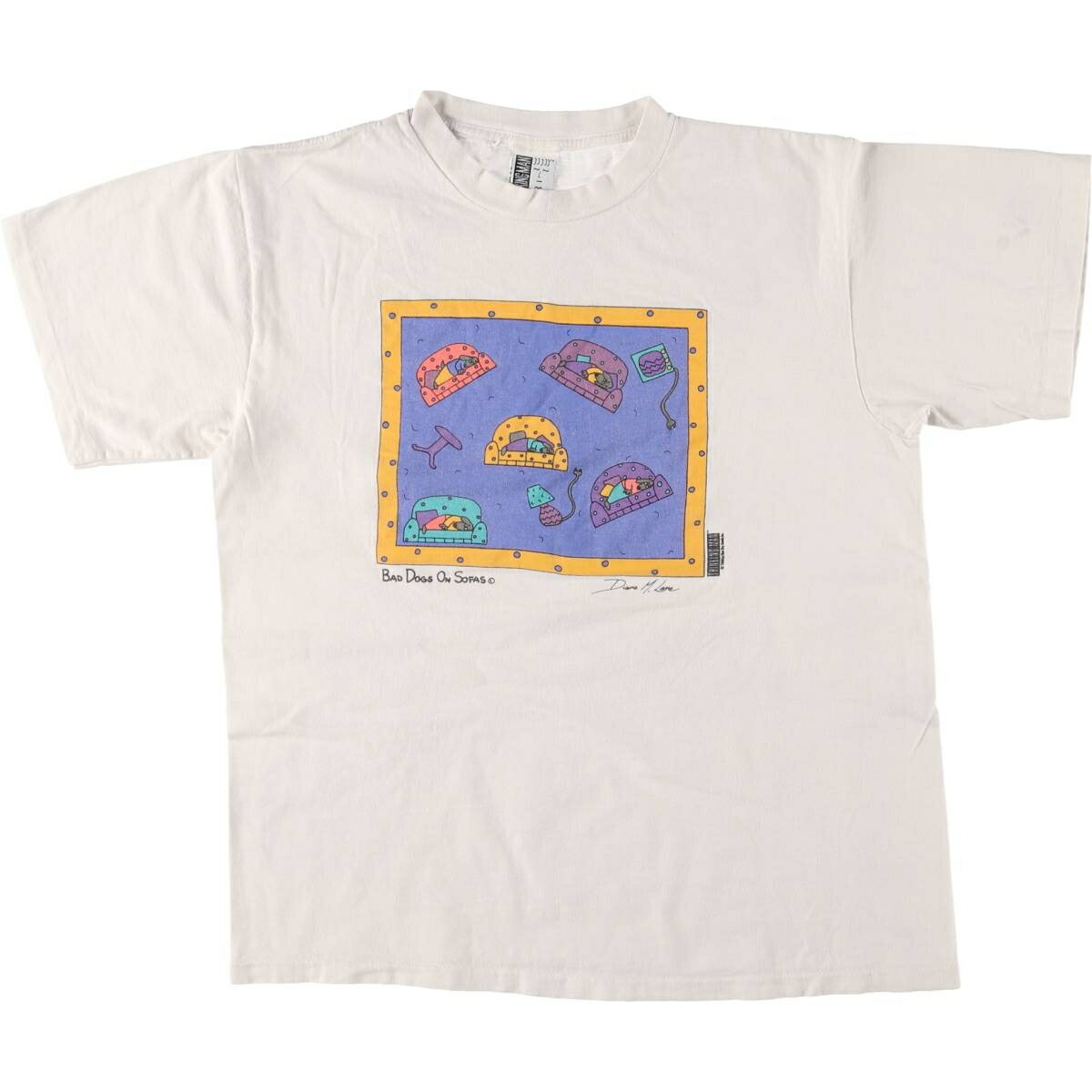 古着 90'S Diane M Leve アートTシャツ USA製 メンズL相当 ヴィンテージ /eaa559588 【中古】 【250624】 【SS2603_30】