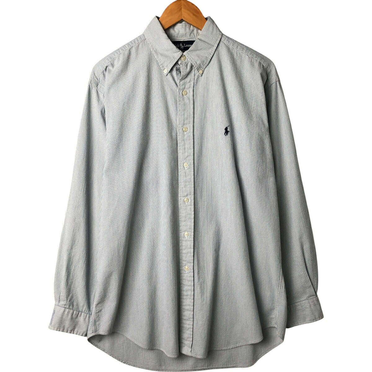 古着 ラルフローレン Ralph Lauren BLAKE シアサッカー 長袖 ボタンダウンストライプシャツ メンズM相当 /eaa560821 【中古】 【250628】 【SS2603_10】