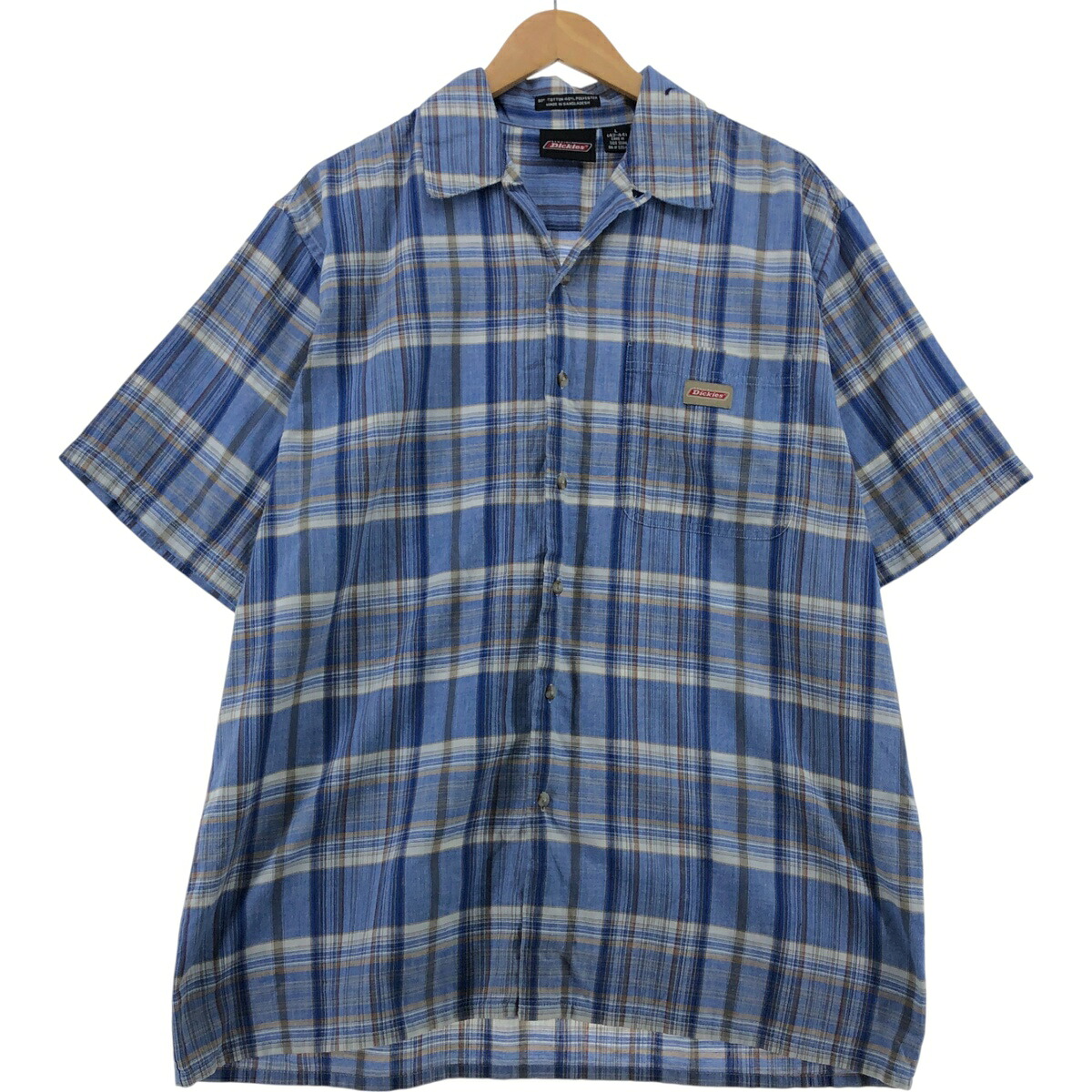 古着 ディッキーズ Dickies チェック柄 オープンカラー 半袖 ワークシャツ ボックスシャツ メンズL相当/eaa562734 【中古】 【250628】 【SS2603_30】