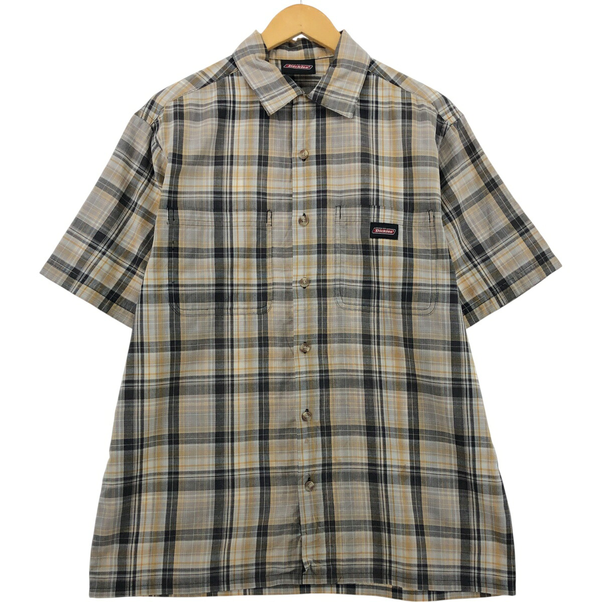 古着 ディッキーズ Dickies チェック柄 オープンカラー 半袖 ワークシャツ ボックスシャツ メンズL相当/eaa562736 【中古】 【250628】 【SS2603_30】