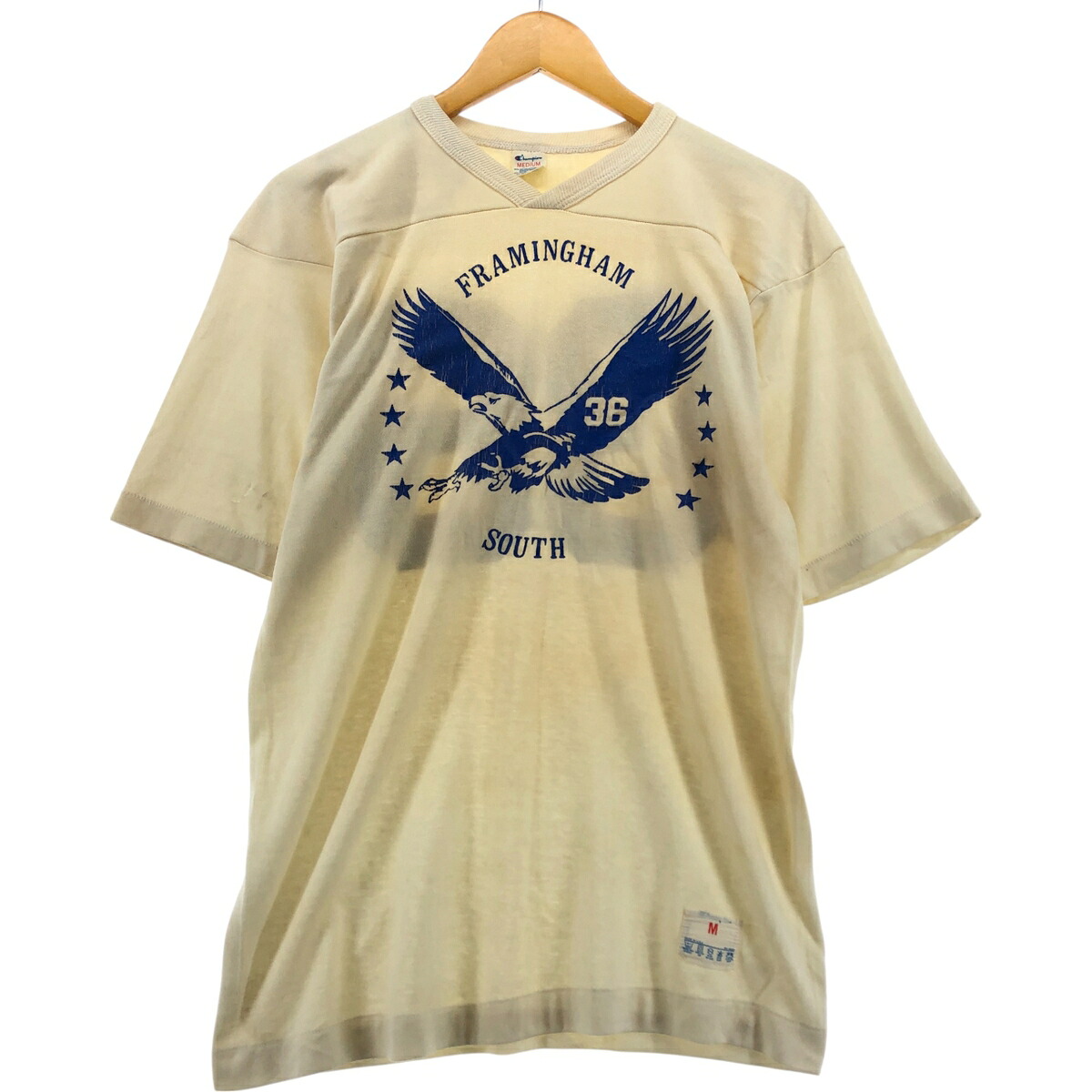 古着 80'S チャンピオン Champion トリコタグ 鷲柄 イーグル柄 Vネック フットボールTシャツ USA製 メンズM相当 ヴィンテージ /eaa562940 【中古】 【250710】 【SS2603_10】