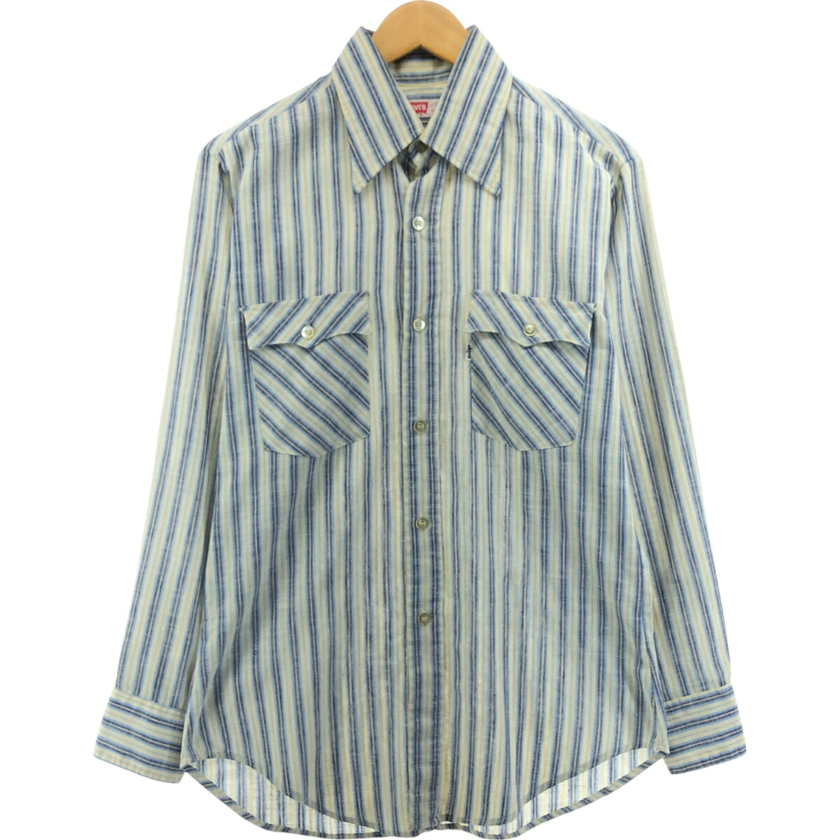 古着 70'S リーバイス Levi's 長袖 ストライプシャツ メンズM相当 ヴィンテージ /eaa562988 【中古】 【250701】 【SS2603_10】
