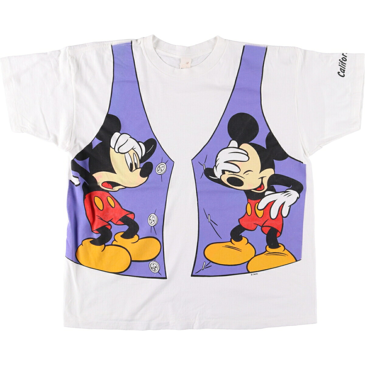 古着 80'S SHERRY MICKEY MOUSE ミッキーマウス だまし絵 大判プリント キャラクタープリントTシャツ USA製 メンズL相当 ヴィンテージ /eaa563246 【中古】 【250701】 【GR-SNS】