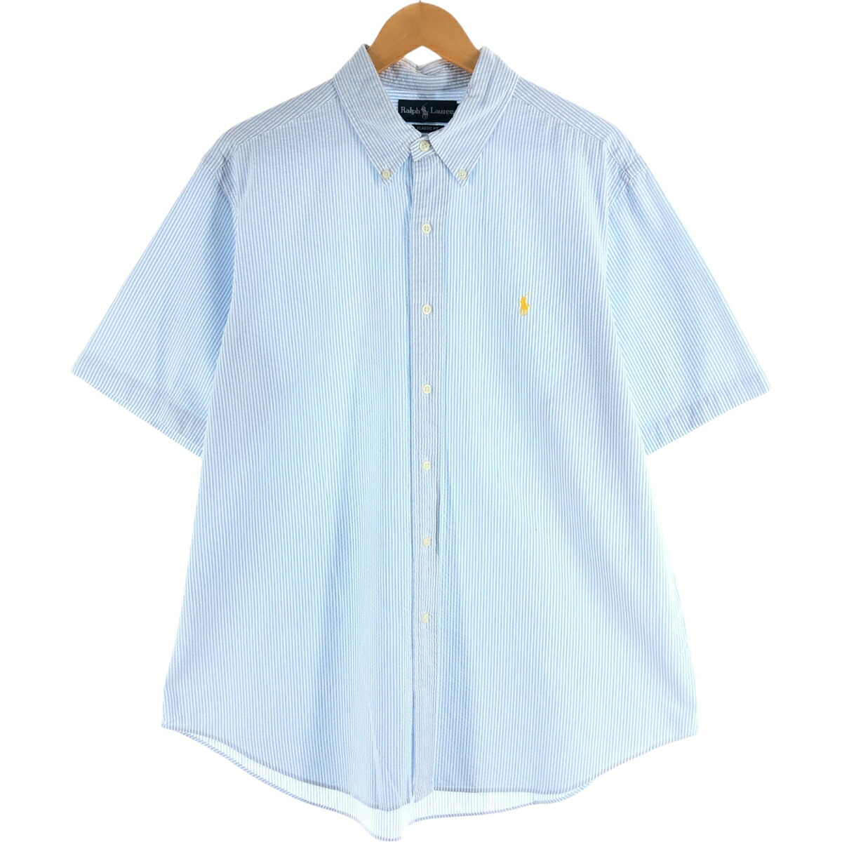 古着 ラルフローレン Ralph Lauren CLASSIC FIT クラシックフィット シアサッカー 半袖 ボタンダウン ストライプシャツ メンズXL相当 /eaa564038 【中古】 【250704】 6,103円