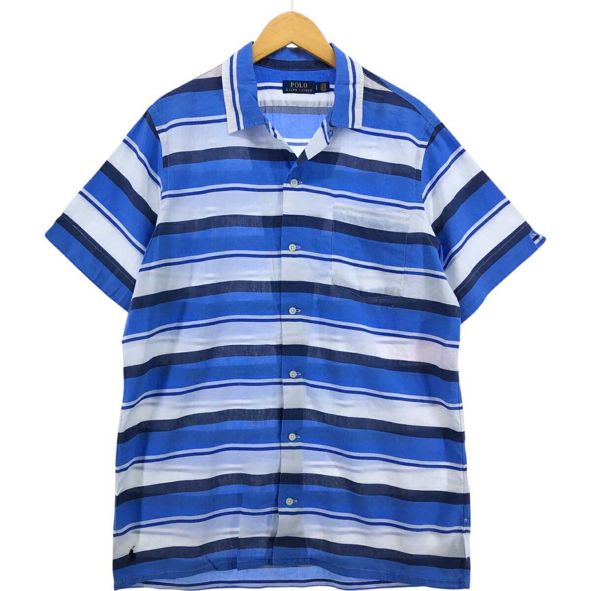 古着 ラルフローレン Ralph Lauren POLO RALPH LAUREN マルチボーダー 半袖 オープンカラー リネンシャツ ボックスシャツ メンズL相当 /eaa564185 【中古】 【250705】 9,442円