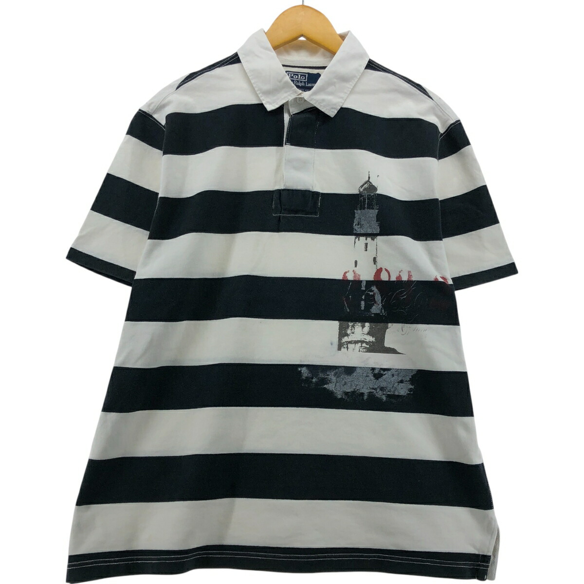 古着 ラルフローレン Ralph Lauren POLO by Ralph Lauren CUSTOM FIT 半袖 ボーダー ポロシャツ メンズXL相当 /eaa564373 【中古】 【250706】