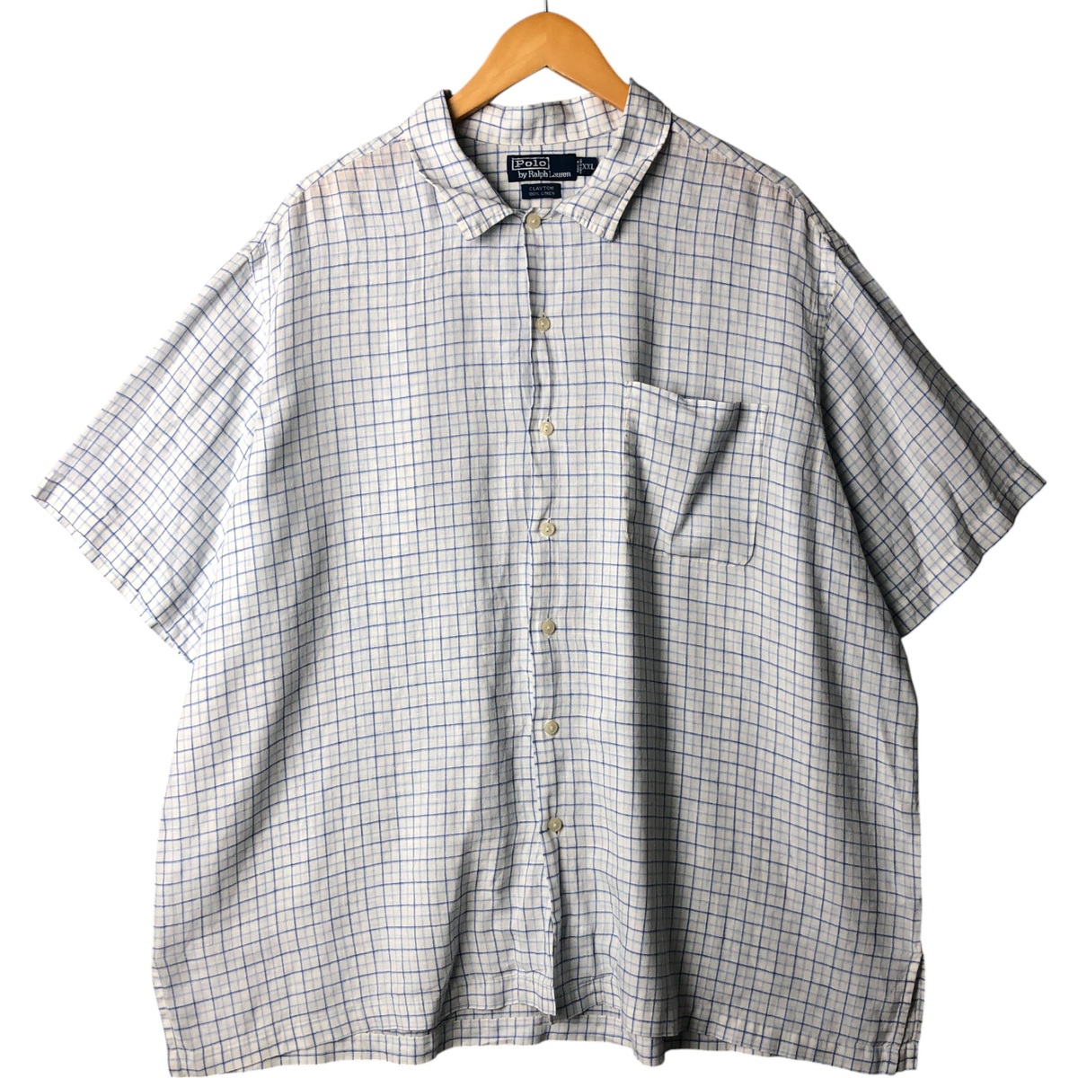 古着 ラルフローレン Ralph Lauren POLO by Ralph Lauren CLAYTON チェック柄 半袖 リネンシャツ ボックスシャツ メンズXXL相当 /eaa566092 【中古】 【250716】