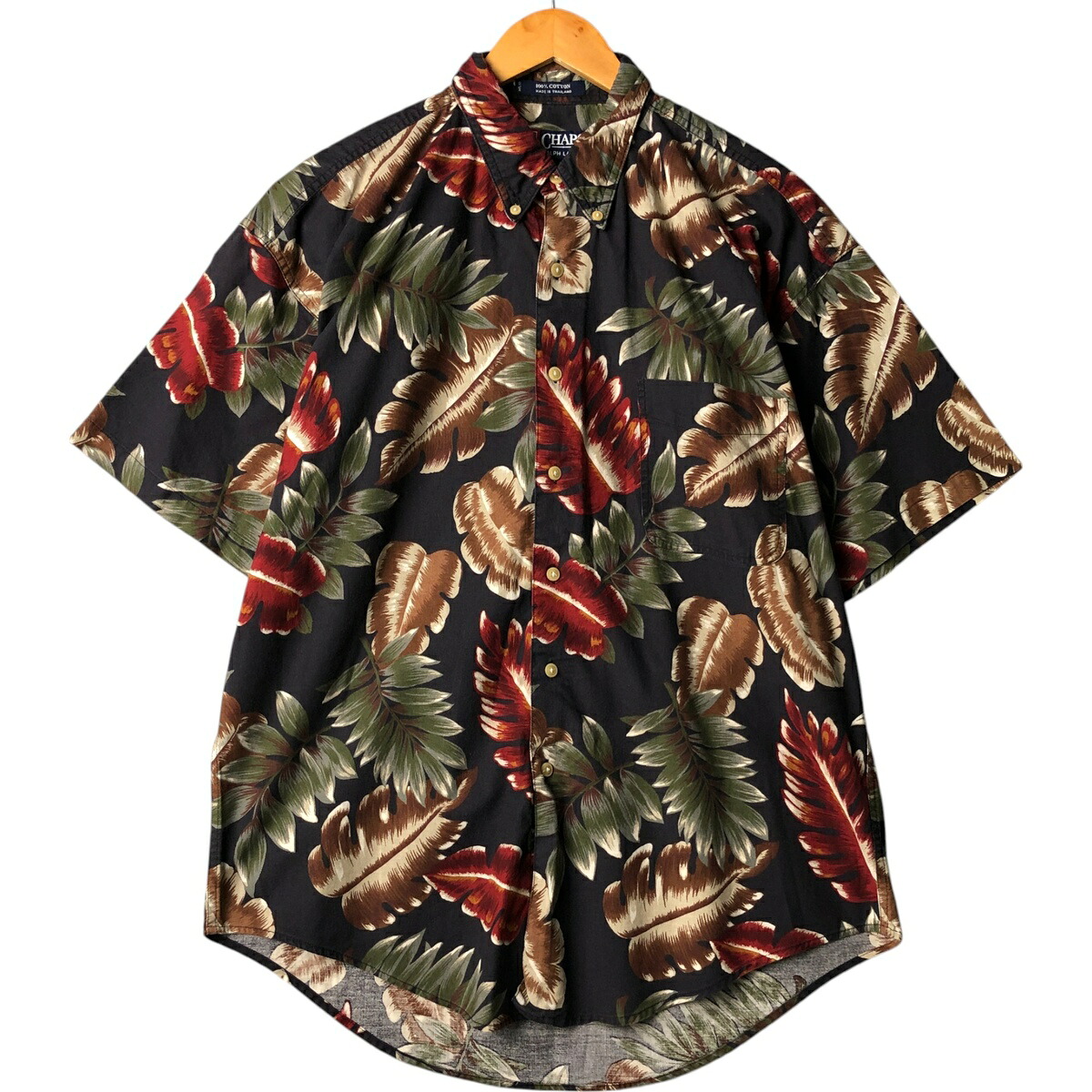 古着 90'S ラルフローレン Ralph Lauren CHAPS チャップス 総柄 リーフ柄 ボタンダウン ハワイアンアロハシャツ メンズL相当 ヴィンテージ /eaa566285 【中古】 【250713】 7,920円